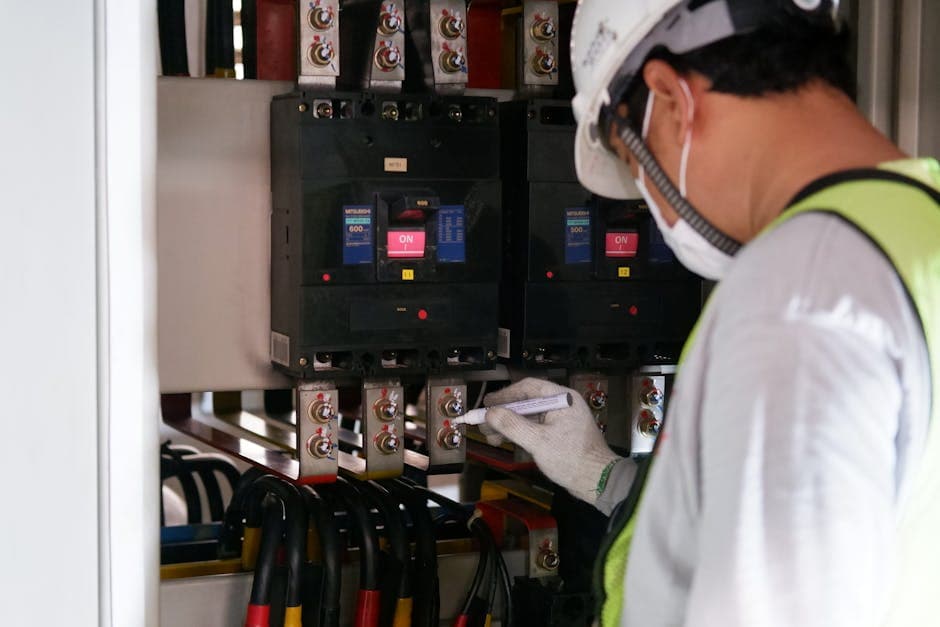 licensed electrician performing a residential electrical inspection